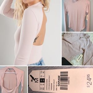 Open-back mock neck bodysuit
